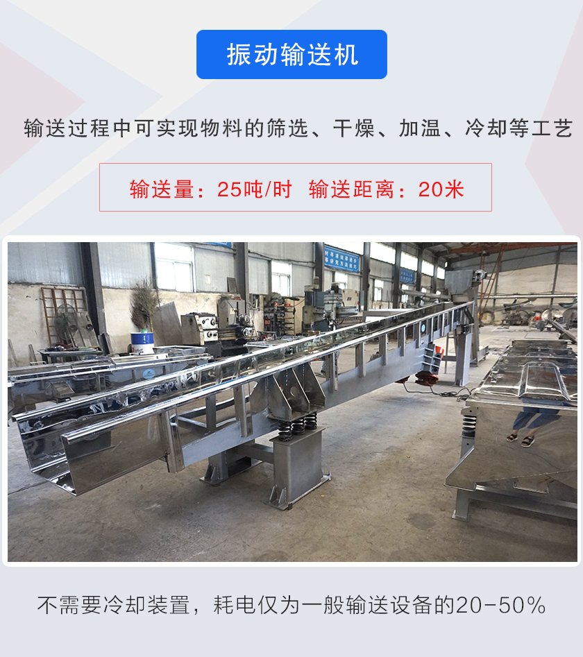 輸送過(guò)程中可實(shí)現(xiàn)物料的篩選、干燥、加溫、冷卻等工藝